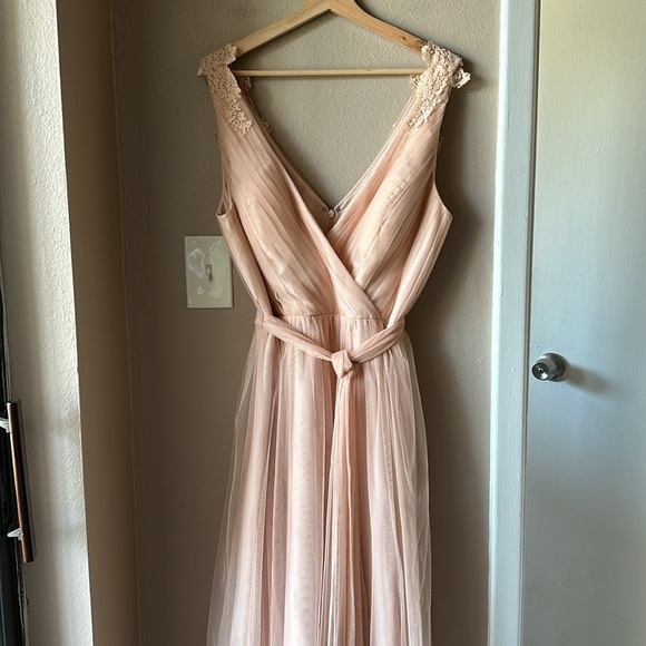 NWT WATTERS & WATTERS Anthropologie Pale Pink Pleated Bridesmaid Dress - Picture 5 of 14
